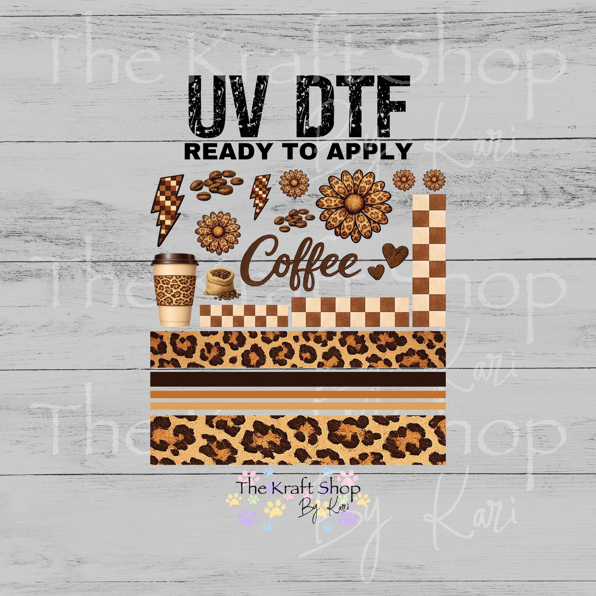 UV DTF Coffee Bean Bands mixed media bundle of decals sheet 10x10 decal #10461