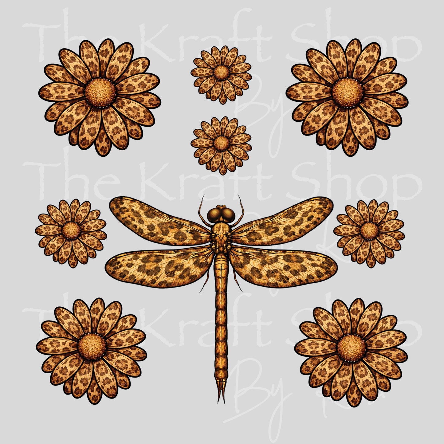 UV DTF Leopard Daisy Flamingo, bee, dragonfly or highland cow Element sheet 6x6 decal, tumbler decal, permanent sticker. #1125