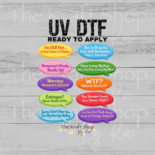UV DTF Sticker print Funny Sarcastic Menopause Bubbles mixed media Element sheet decal #4646
