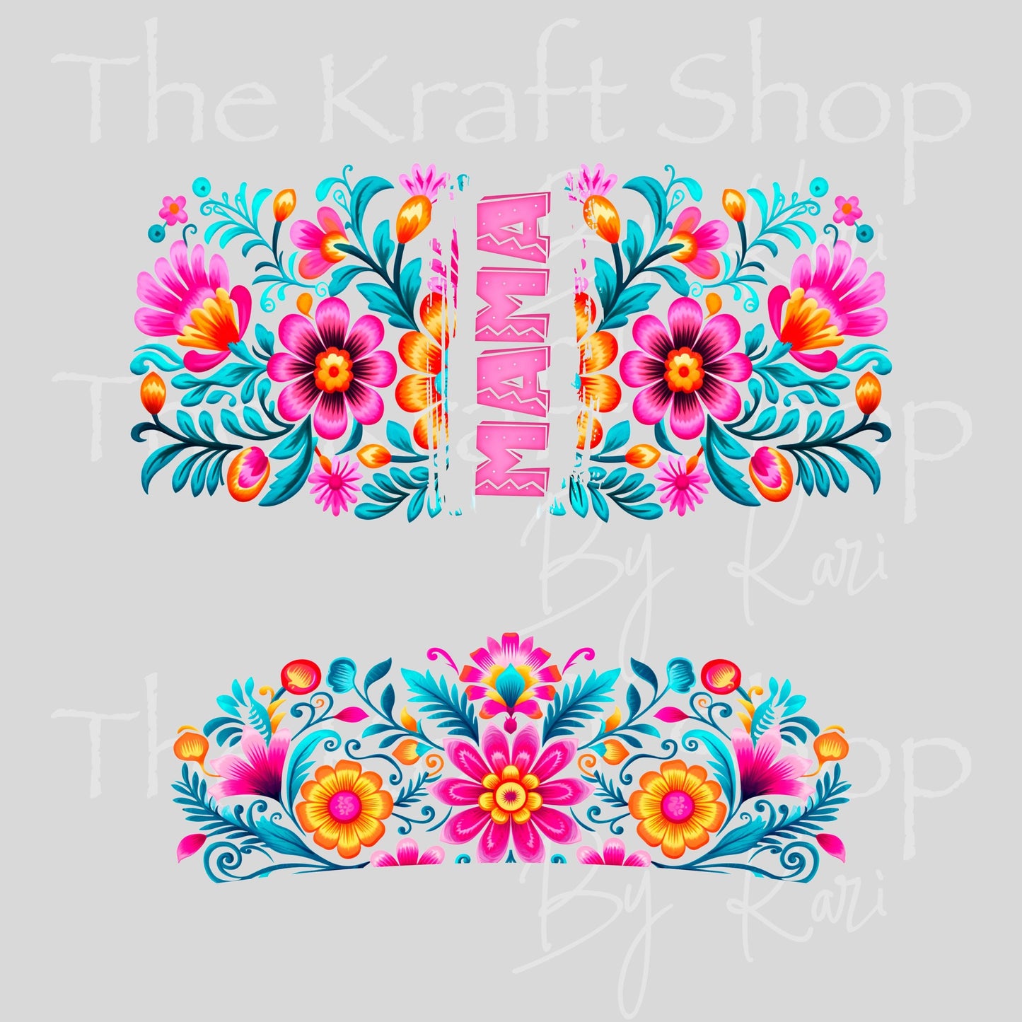 UV DTF 40 oz ready to apply Mama Mexican flowers wrap decal , quencher tumbler decal #3205