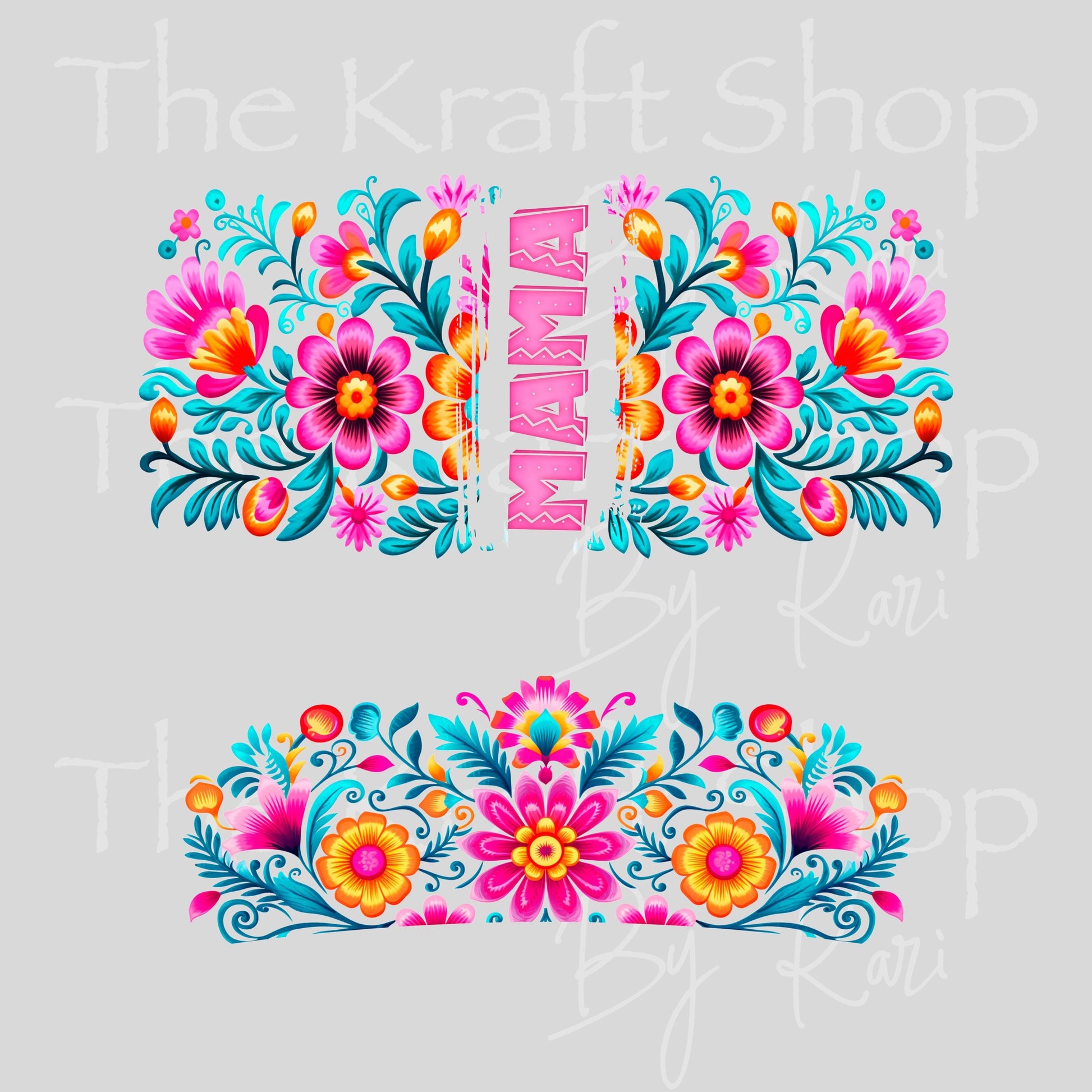 UV DTF 40 oz ready to apply Mama Mexican flowers wrap decal , quencher tumbler decal #3205