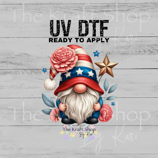 UV DTF 4th of July Gnome patriotic decal #1113