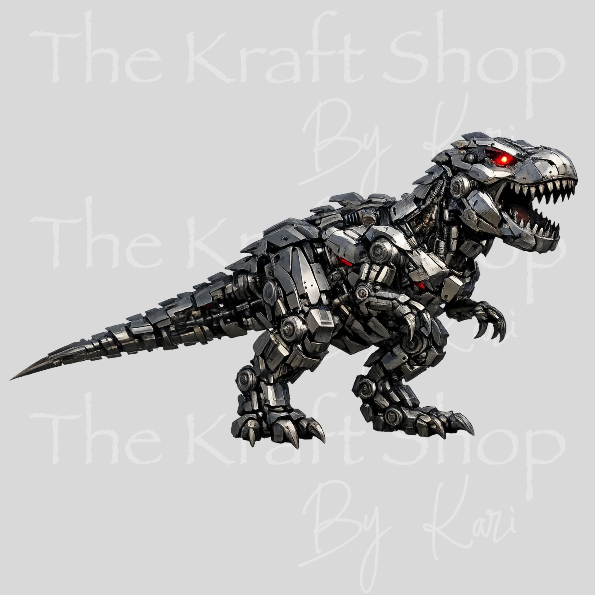 UV DTF Metal Wolf or Trex animatronic like decal #1115