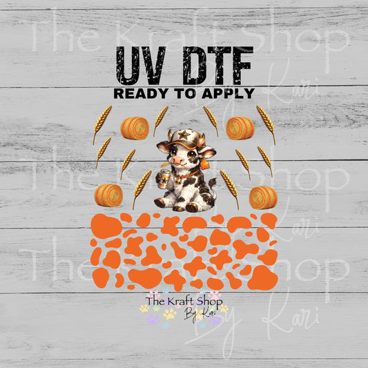 UV DTF Orange Trucker Hat Heifer Elements mixed media bundle of decals sheet 10x10 decal #10460