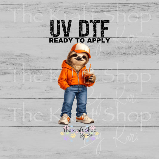 UV DTF Trucke rHat Sloth with Fizzy Drink decal #1120