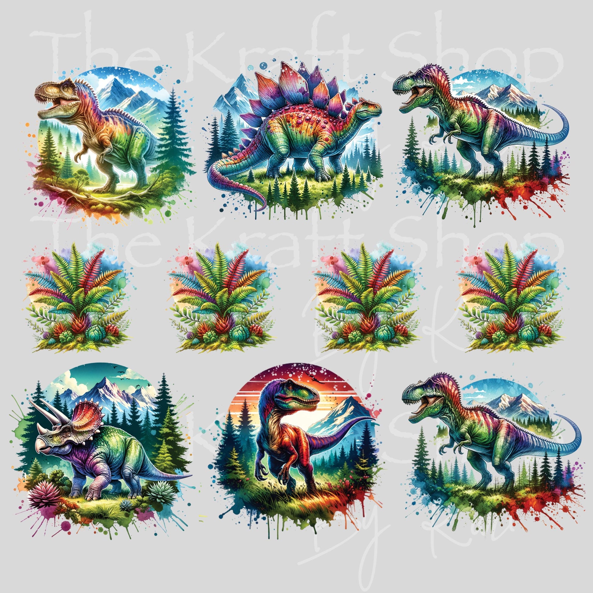 UV DTF Dinosaur Paint Splatter Element 9.7x8.2 decal #1123