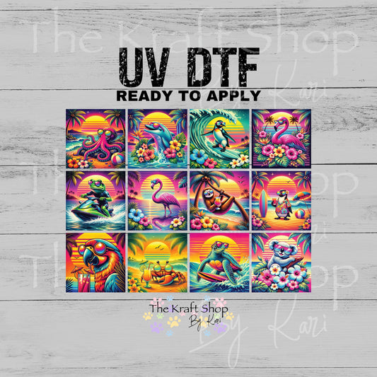 UV DTF Beach Animal Patchwork Element 8.2x6.2 decal #1123
