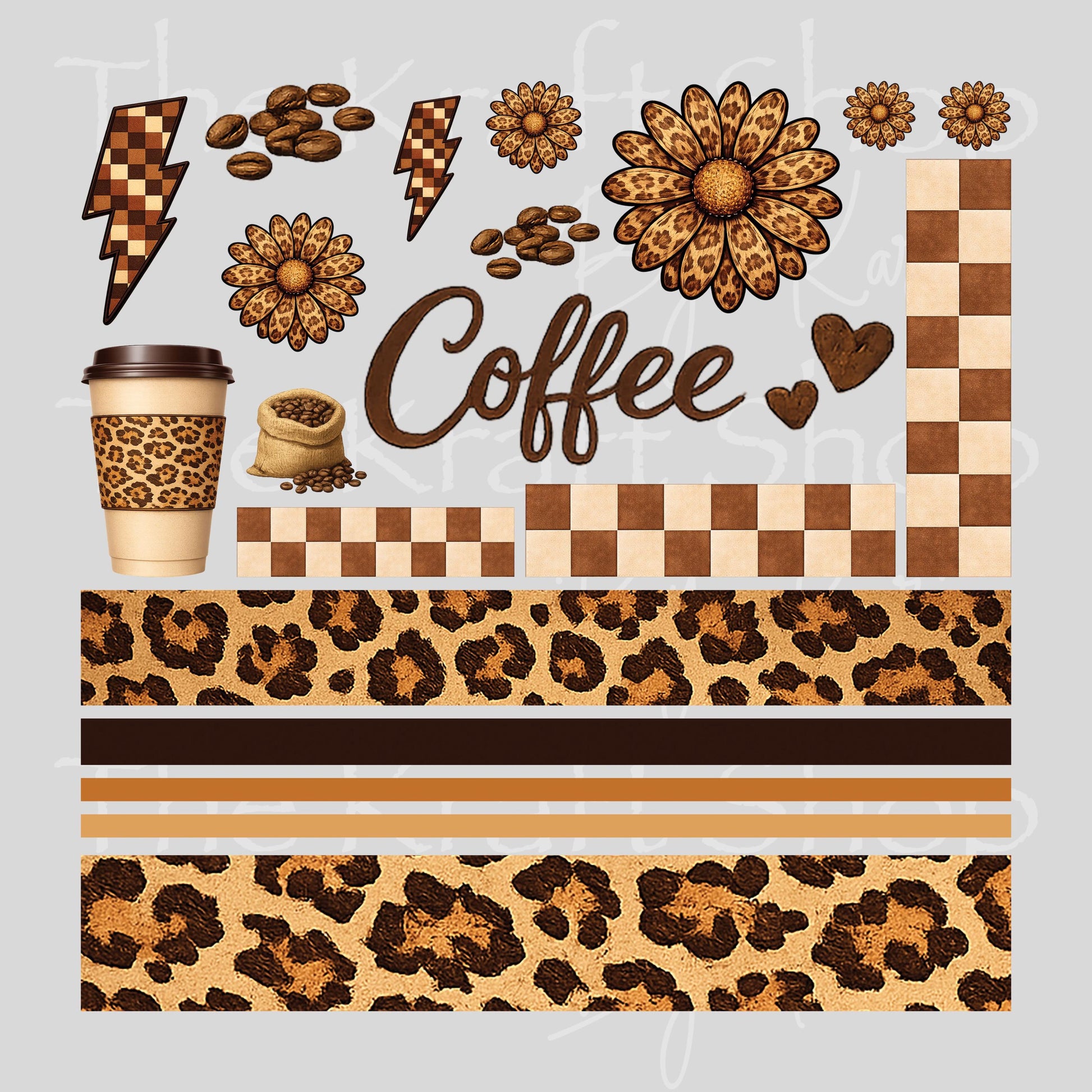 UV DTF Coffee Bean Bands mixed media bundle of decals sheet 10x10 decal #10461
