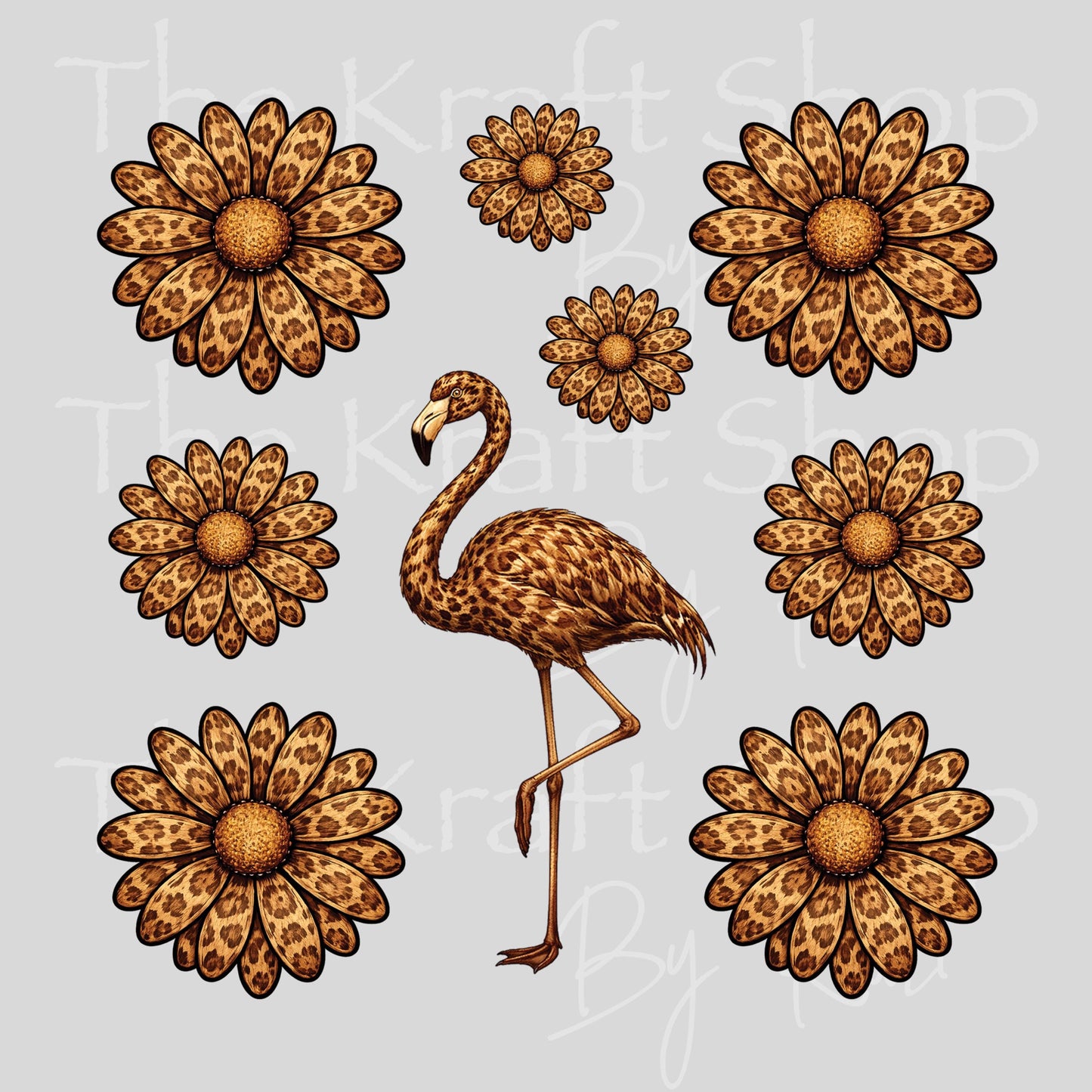 UV DTF Leopard Daisy Flamingo, bee, dragonfly or highland cow Element sheet 6x6 decal, tumbler decal, permanent sticker. #1125
