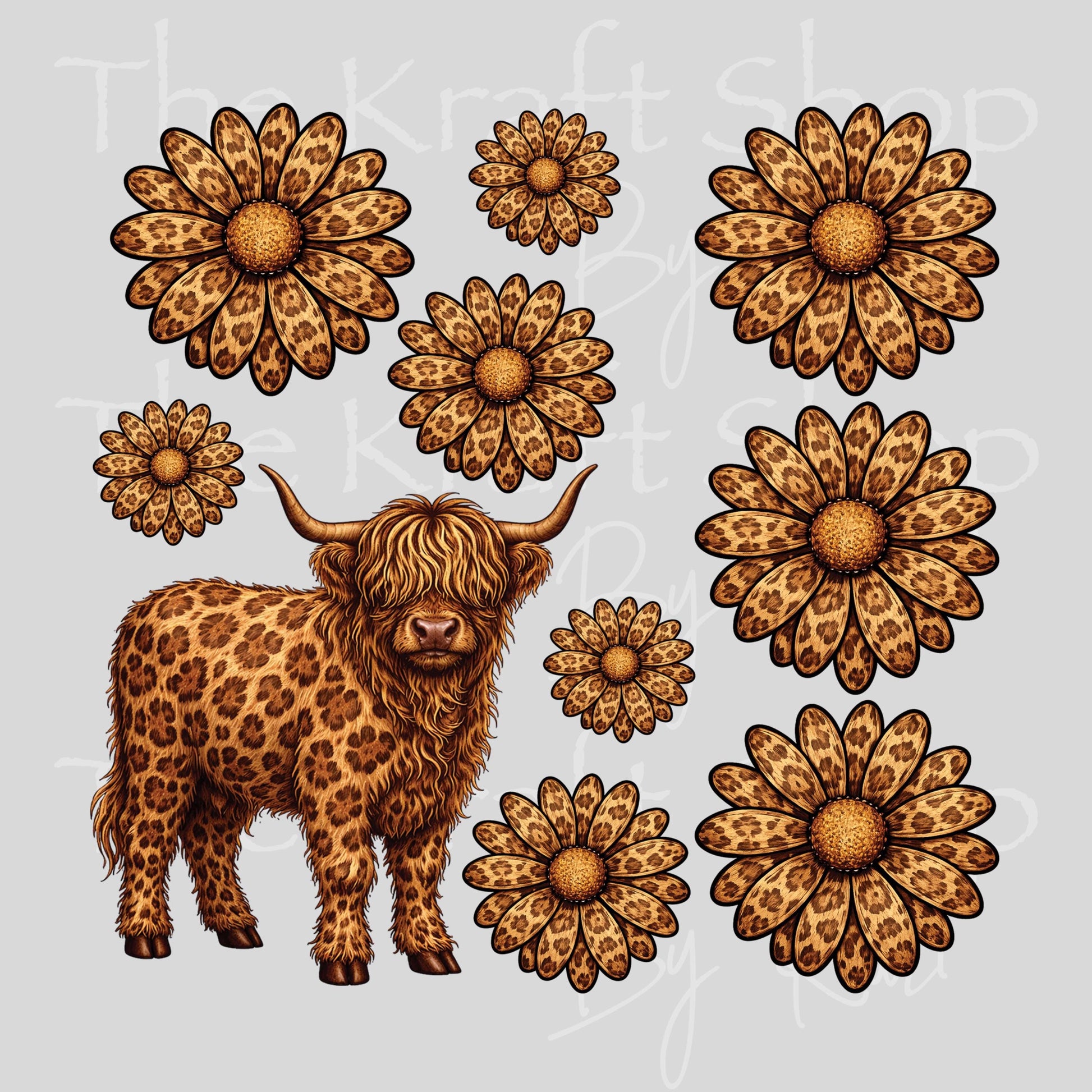 UV DTF Leopard Daisy Flamingo, bee, dragonfly or highland cow Element sheet 6x6 decal, tumbler decal, permanent sticker. #1125