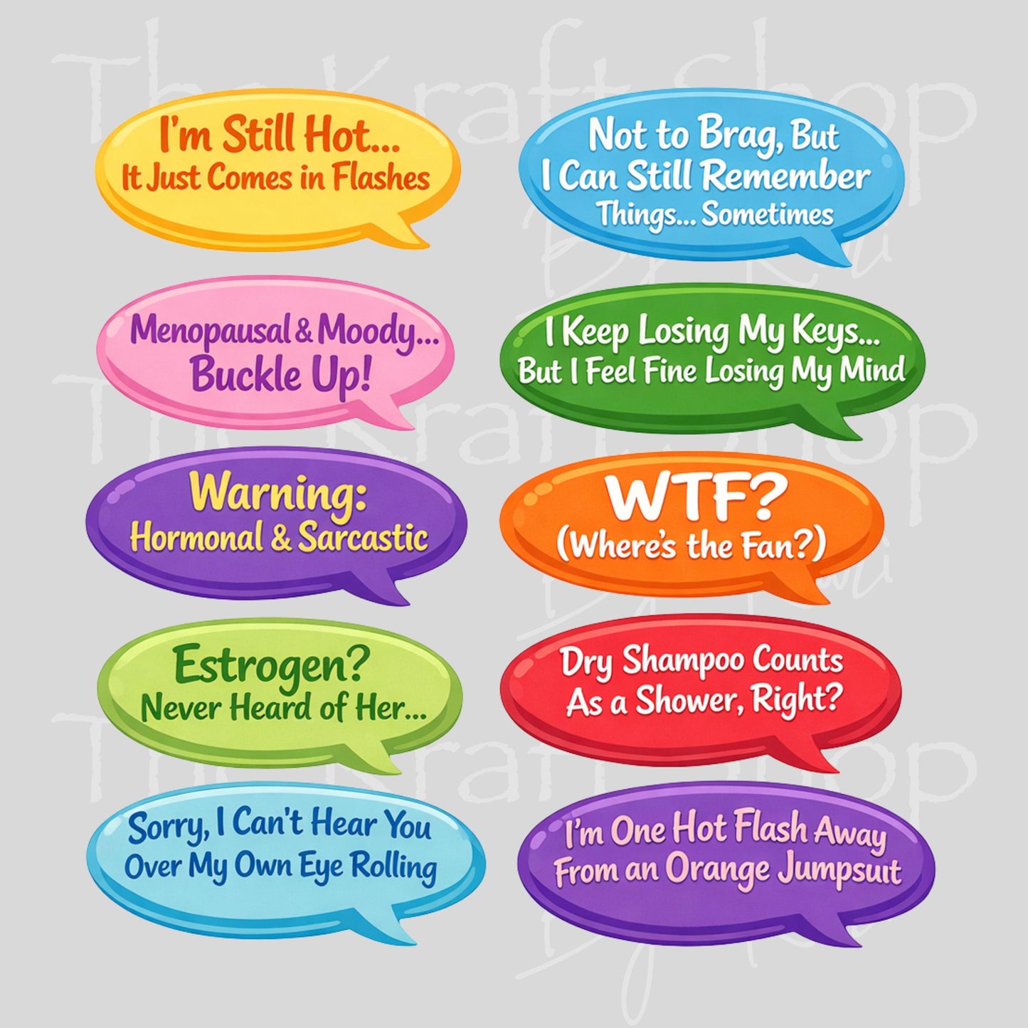 UV DTF Sticker print Funny Sarcastic Menopause Bubbles mixed media Element sheet decal #4646