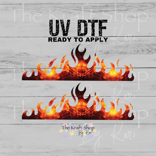 UV DTF Flames 2pk 10W bundle of decals, tumbler decal. #10464