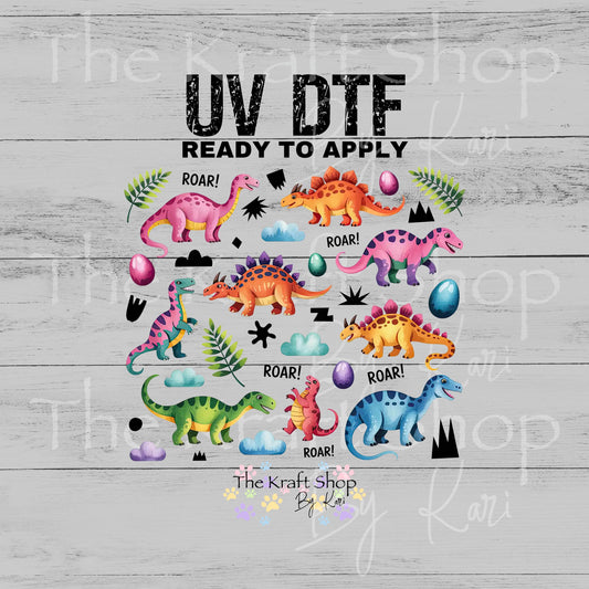 UV DTF Dino element sheet of decals, permanent sticker.#10182