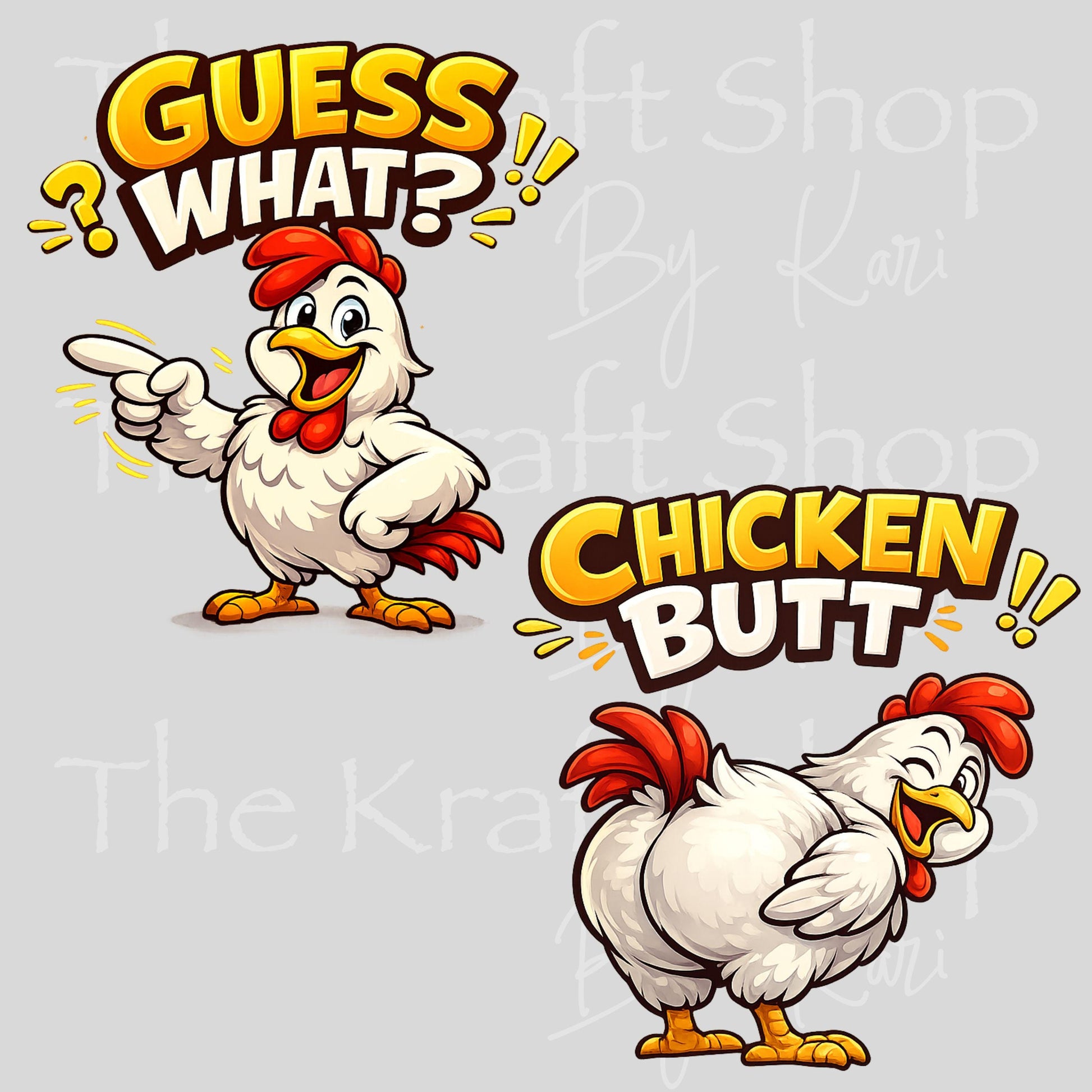 UV DTF Guess what Chicken Butt 2pk decals, tumbler decal, permanent sticker.#4674