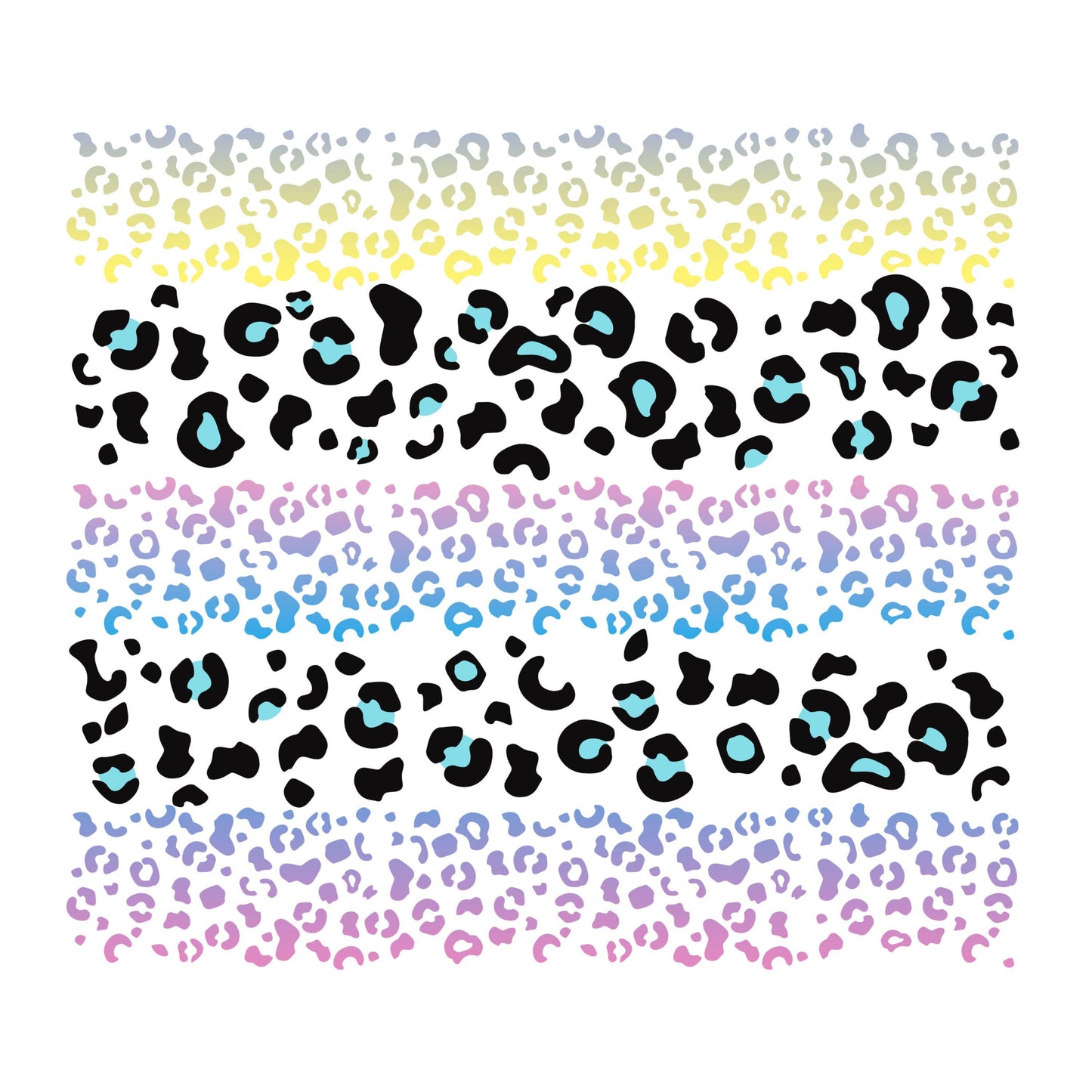 UV DTF Cheetah ombre mixed media bundle of decals Element sheet 10x9 decal #10468