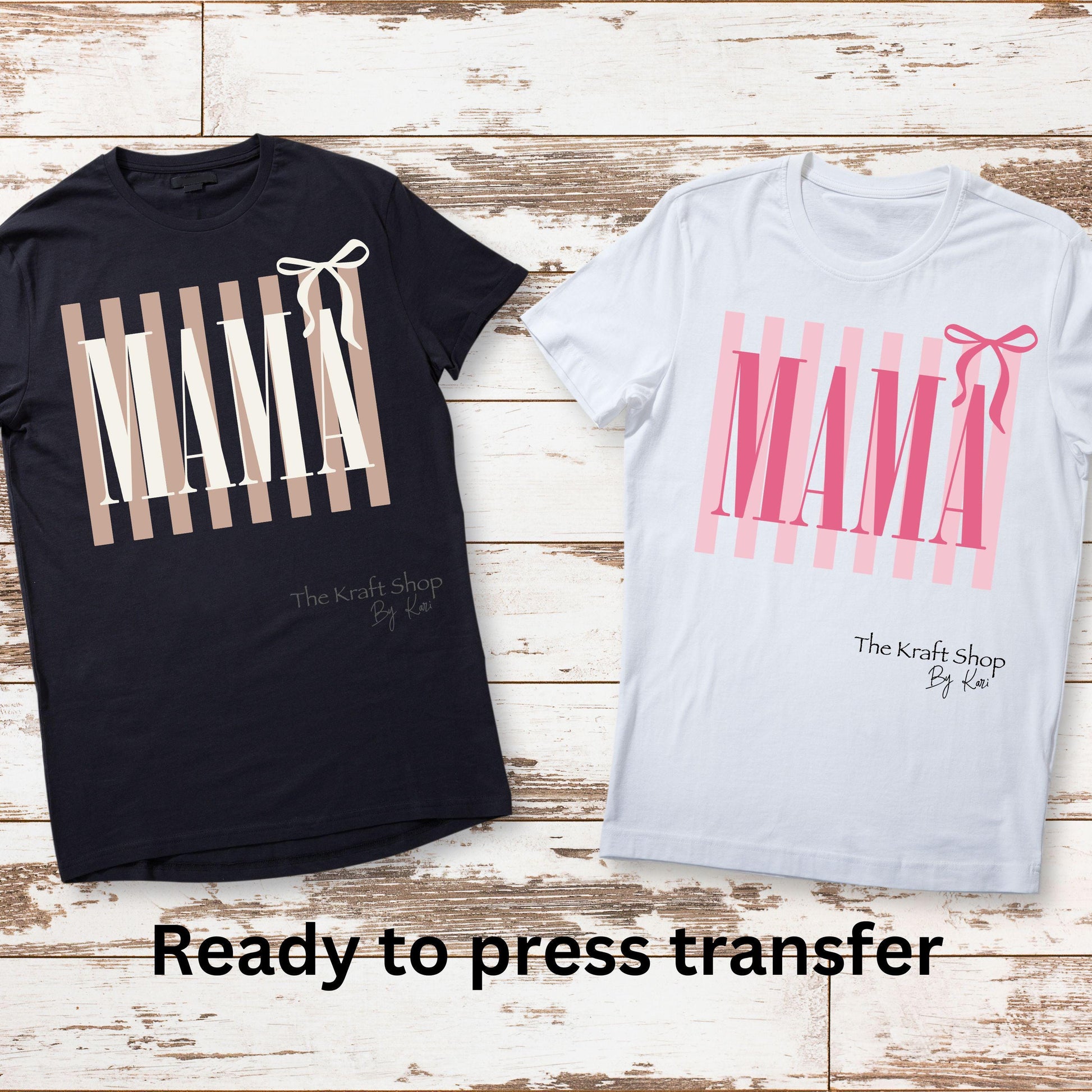 DTF ready to press transfer. Stripes Mama with Bow shirt transfer #11629