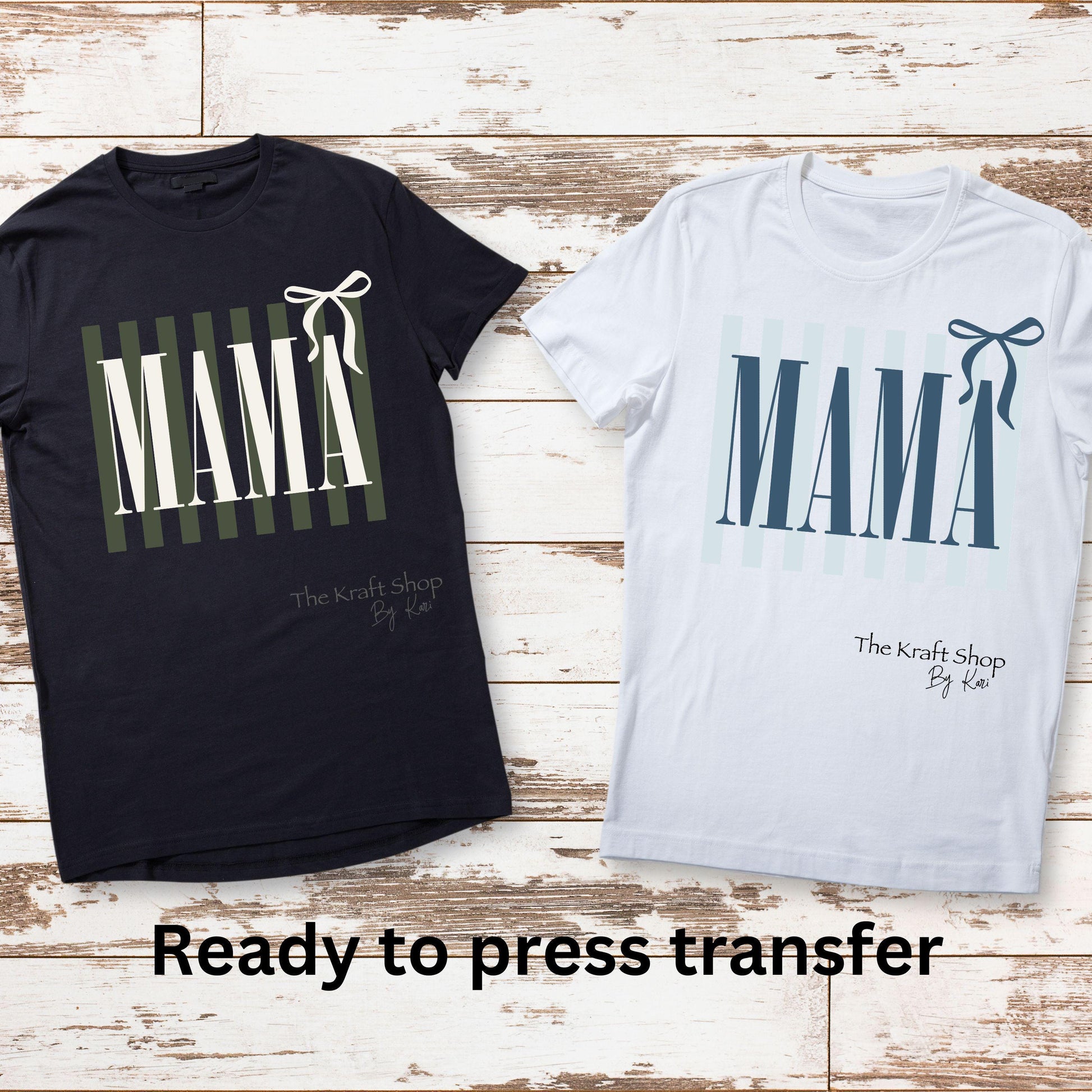 DTF ready to press transfer. Stripes Mama with Bow shirt transfer #11629