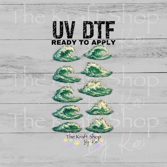 UV DTF Waves Element sheet 8x5.75 decal, tumbler decal, permanent sticker. #10465