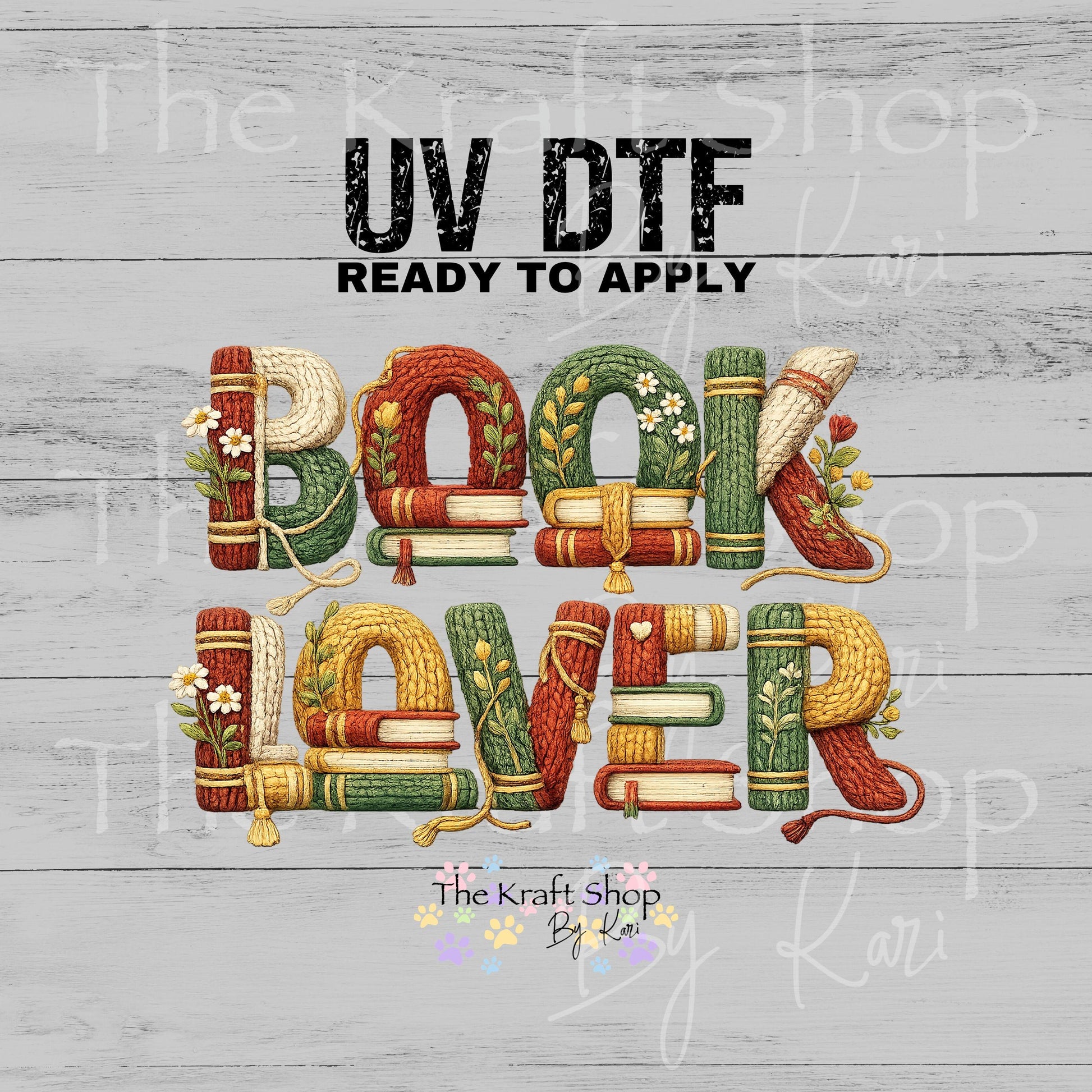 UV DTF Daisy Yarn Book Lover decals, tumbler decal, permanent sticker.#4650