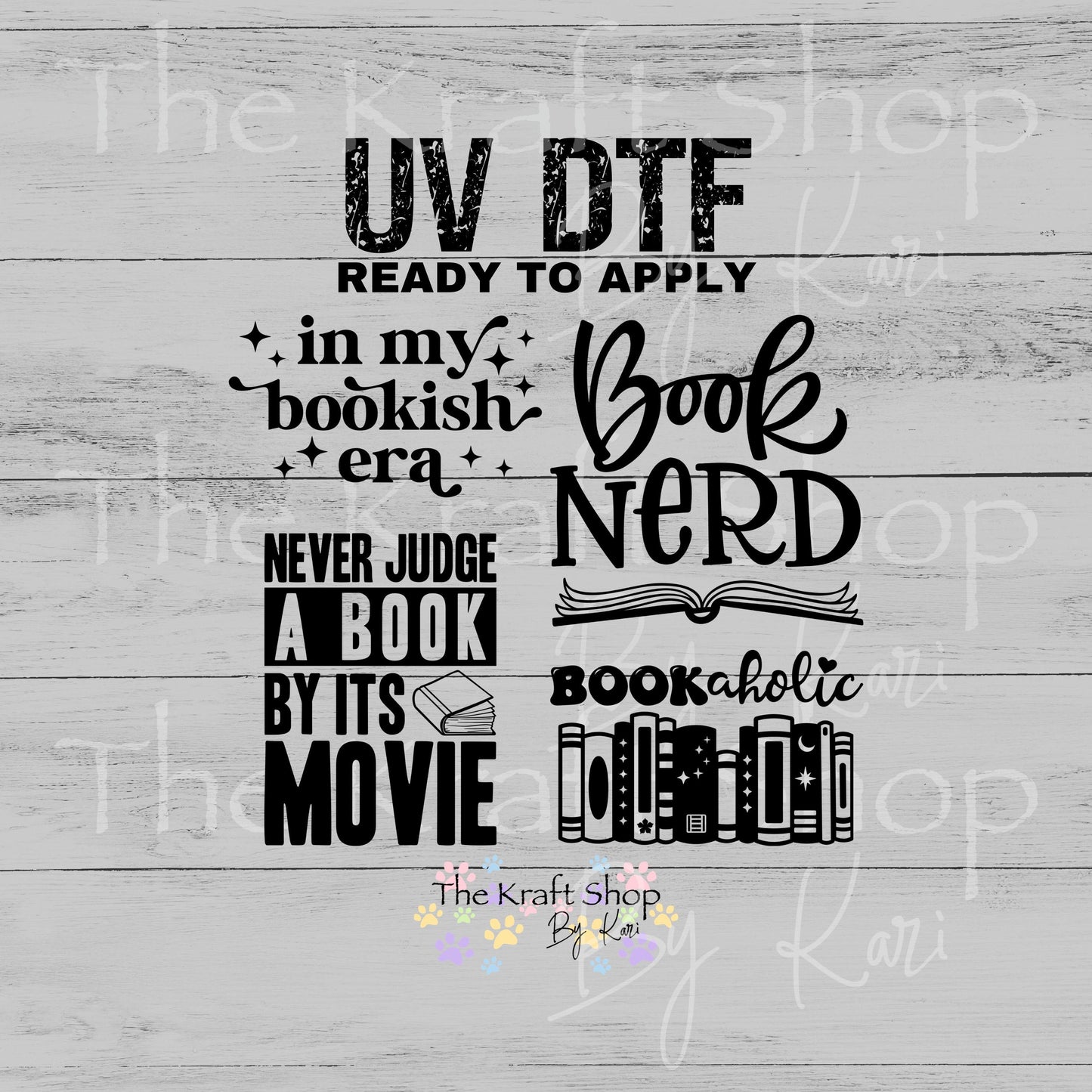 UV DTF In my bookish era book nerd decals 4pk, permanent sticker.#1128