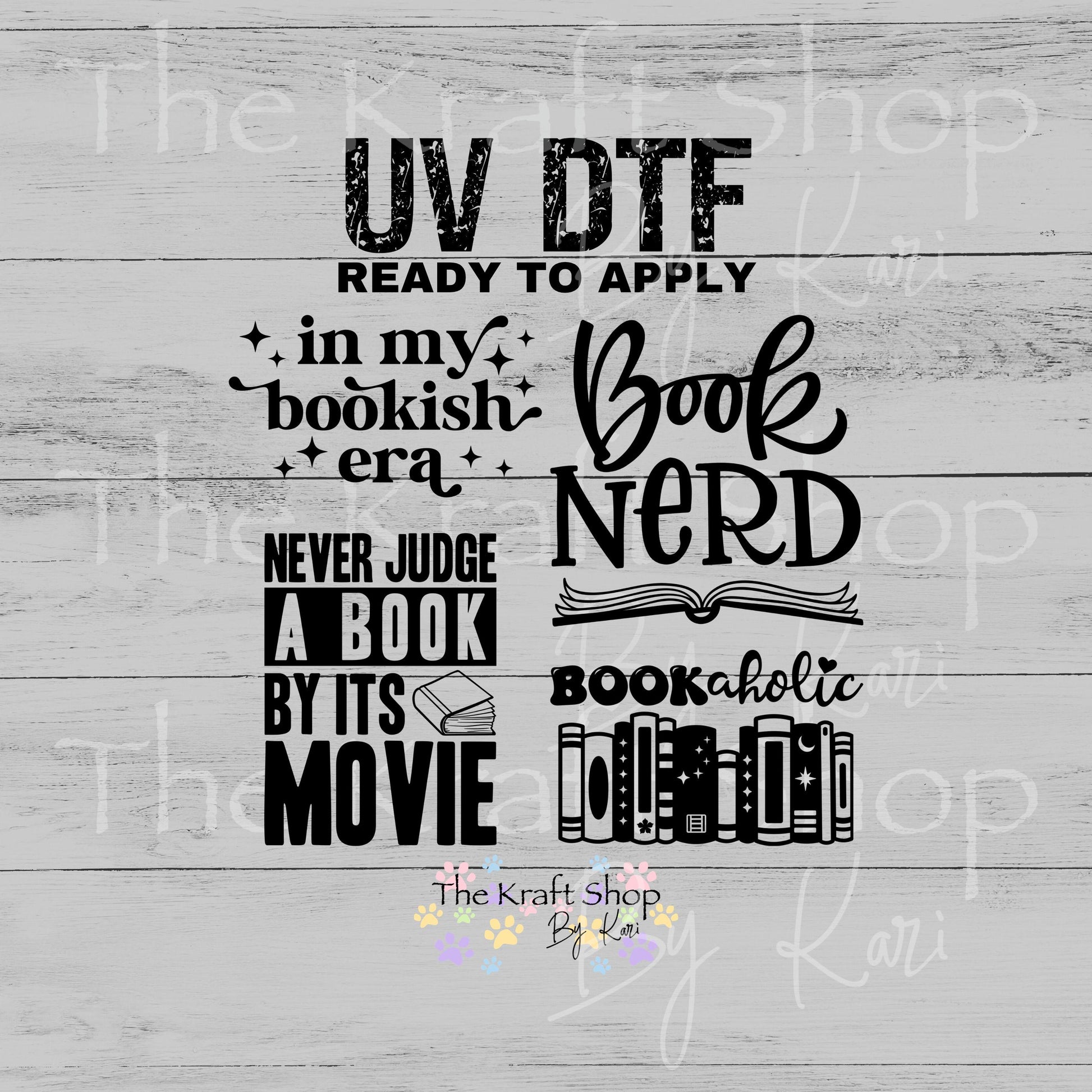UV DTF In my bookish era book nerd decals 4pk, permanent sticker.#1128