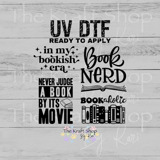 UV DTF In my bookish era book nerd decals 4pk, permanent sticker.#1128