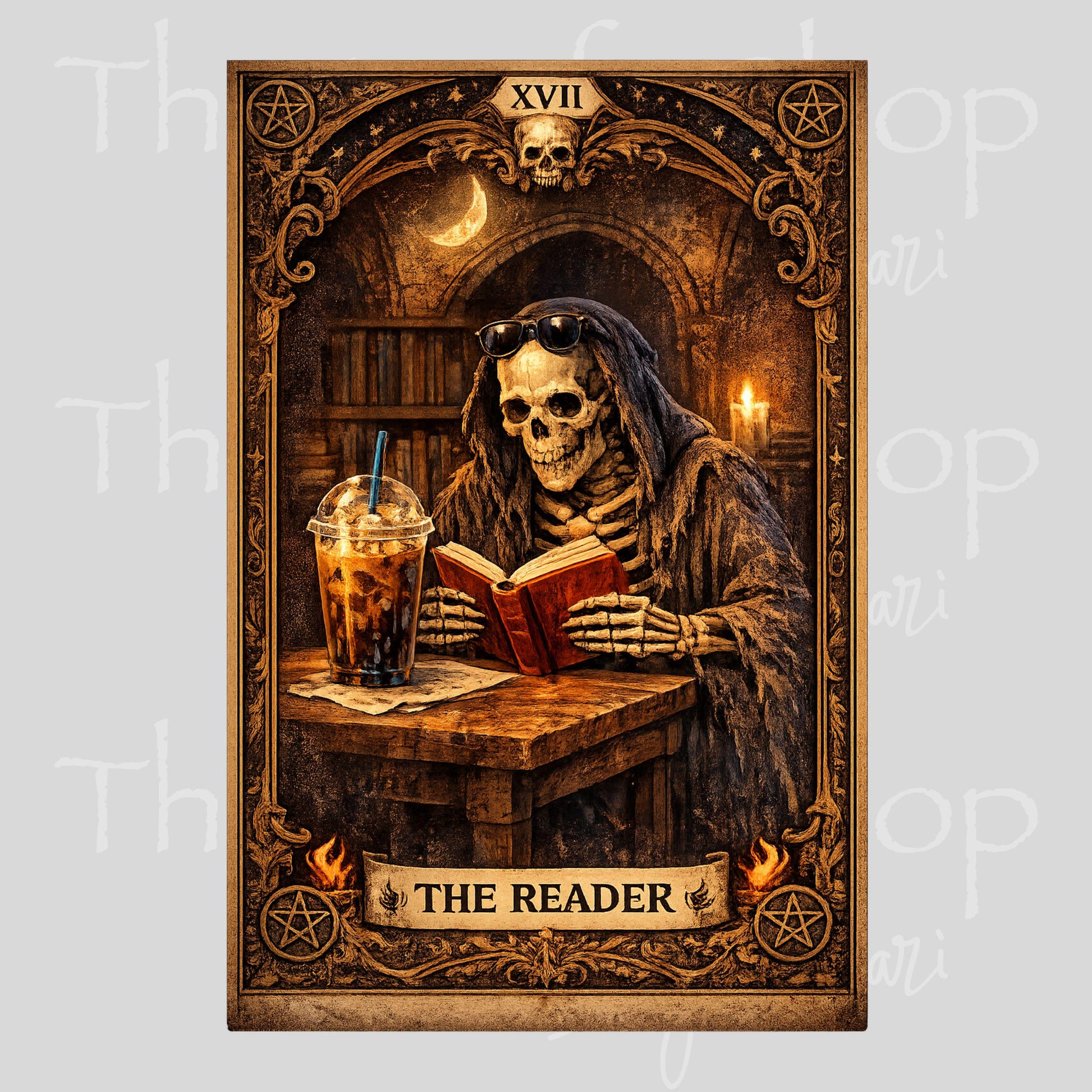 UV DTF The Reader skeleton tarot card sarcastic funny decal #4652