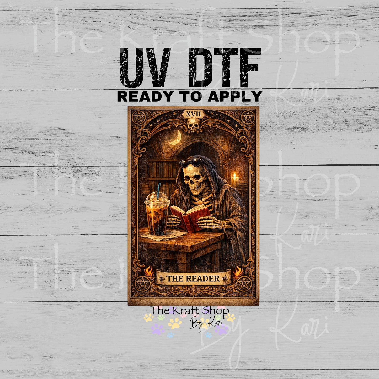 UV DTF The Reader skeleton tarot card sarcastic funny decal #4652