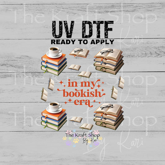 UV DTF Book stack In my bookish era mixed media Element sheet 8x8 decal #4653