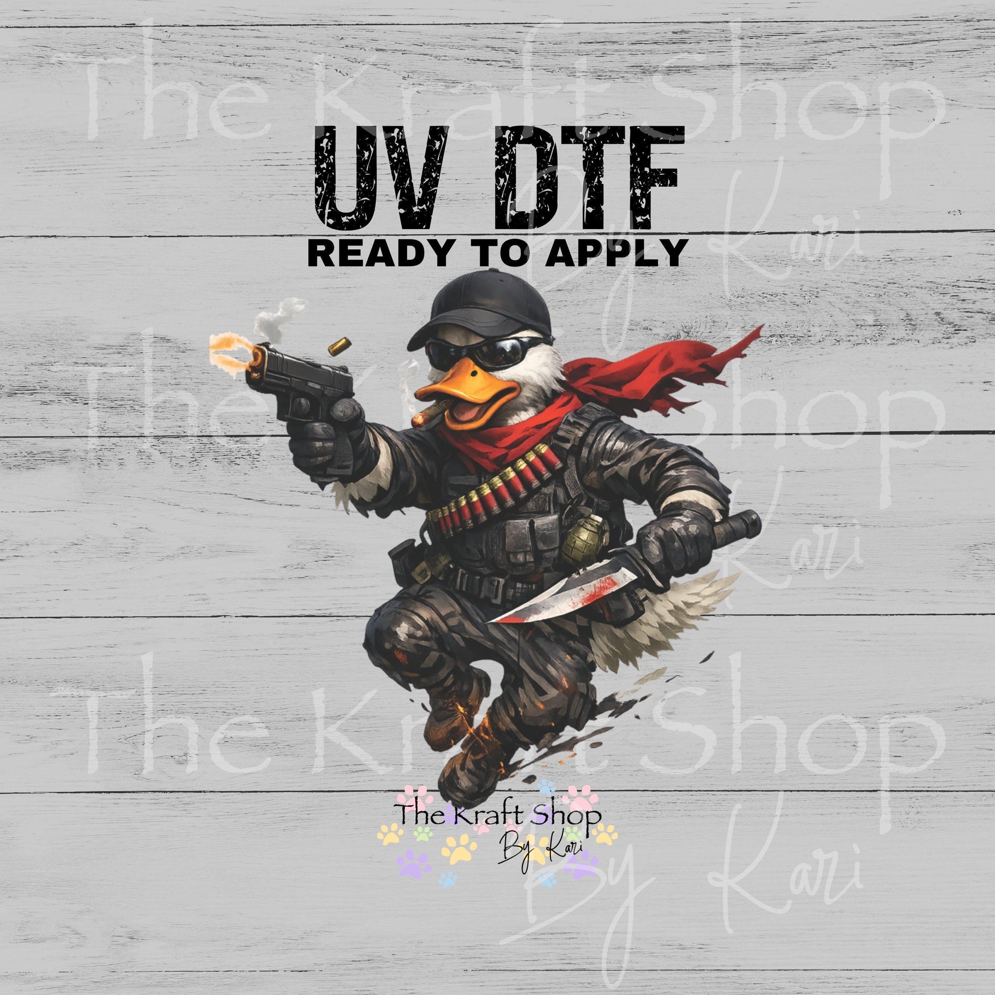 UV DTF Sticker print. Action duck hunter decal, tumbler decal, permanent sticker #9038