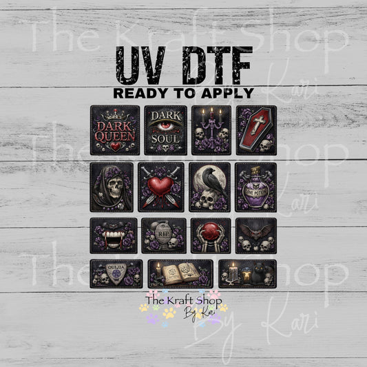 UV DTF Dark Queen patchwork mixed media Element sheet 8x8 decal #4692