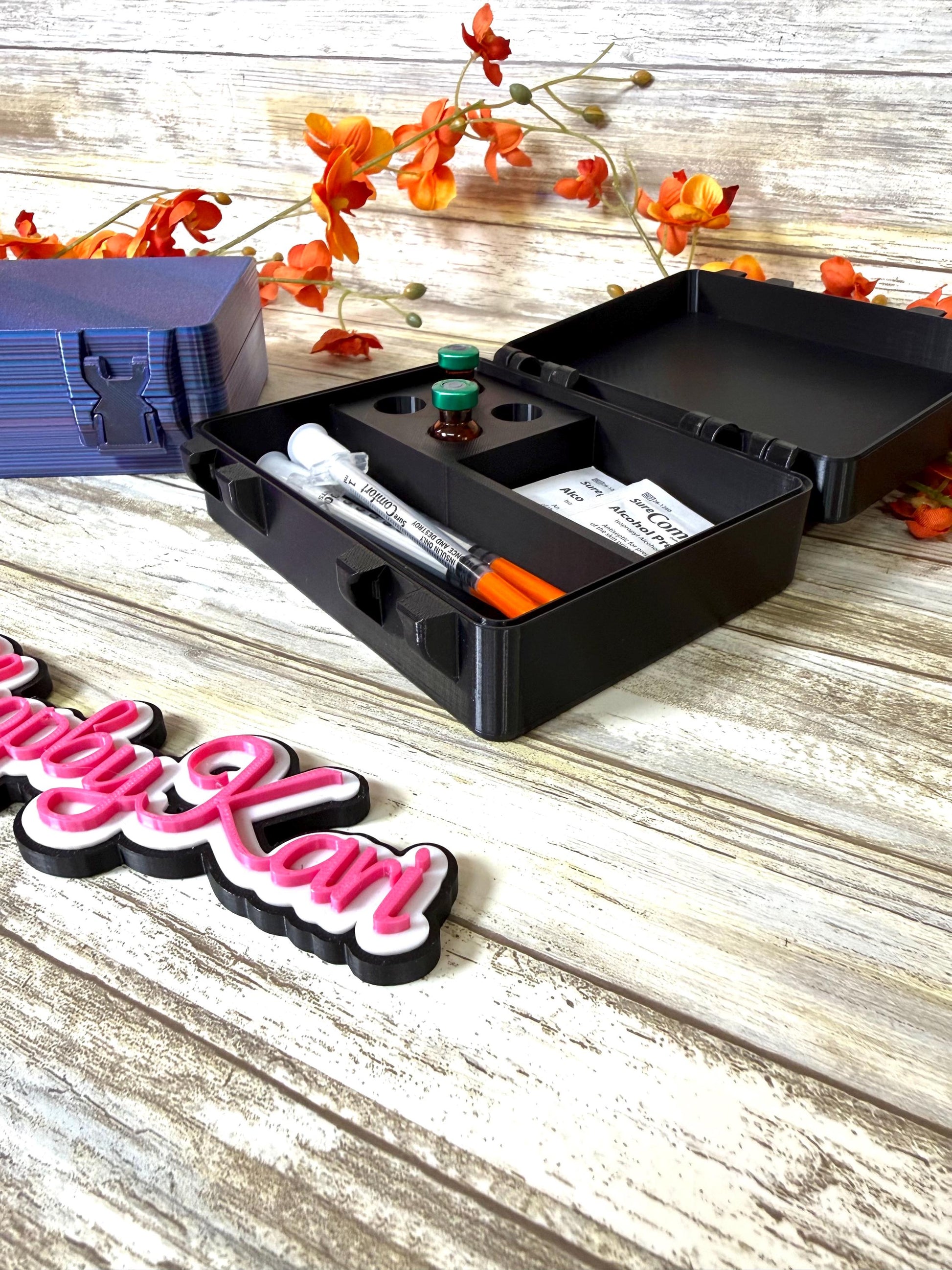 3D printed Peptide, syringe, alcohol wipe organization case. Ready to ship.