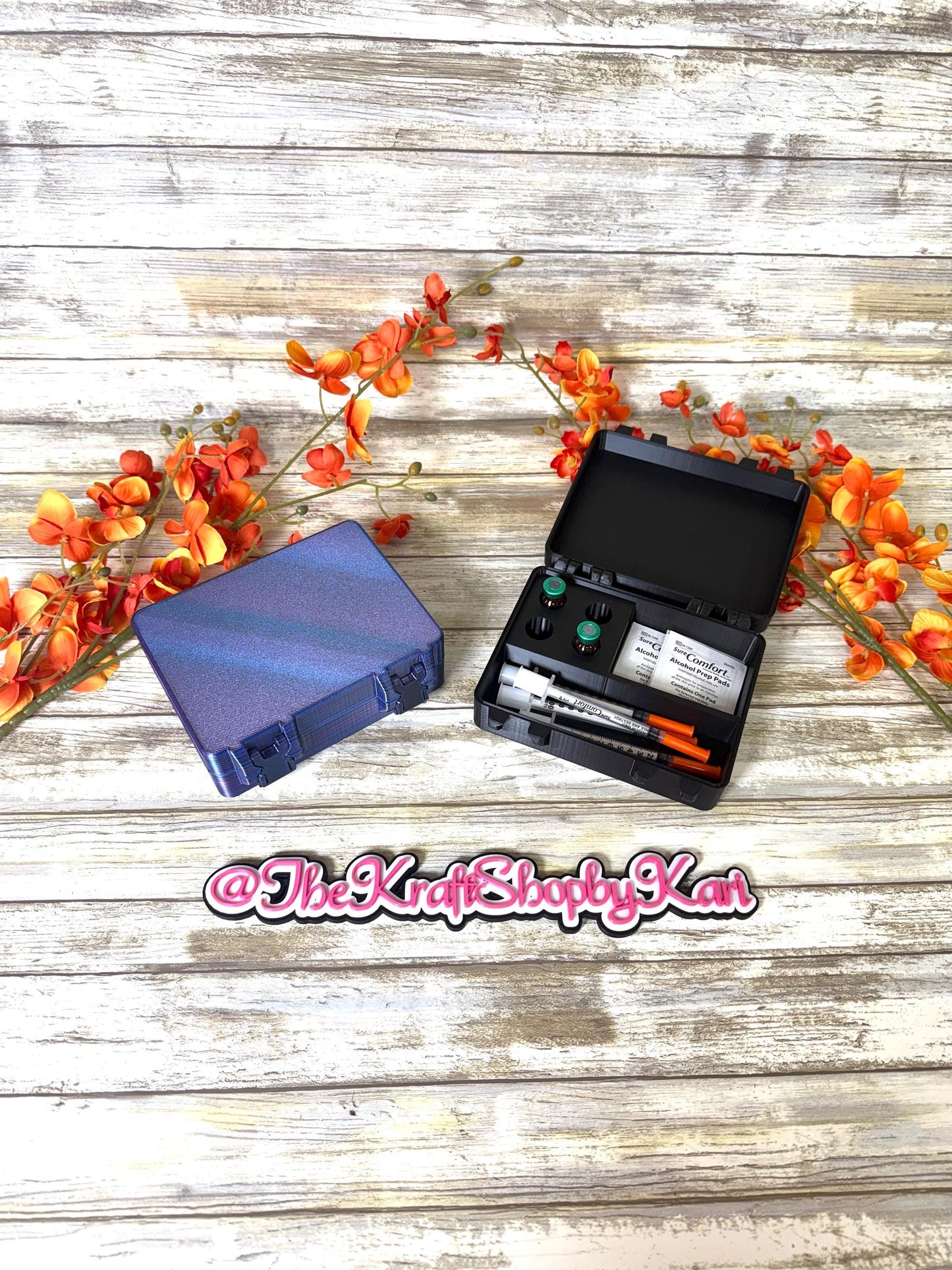 3D printed Peptide, syringe, alcohol wipe organization case. Ready to ship.