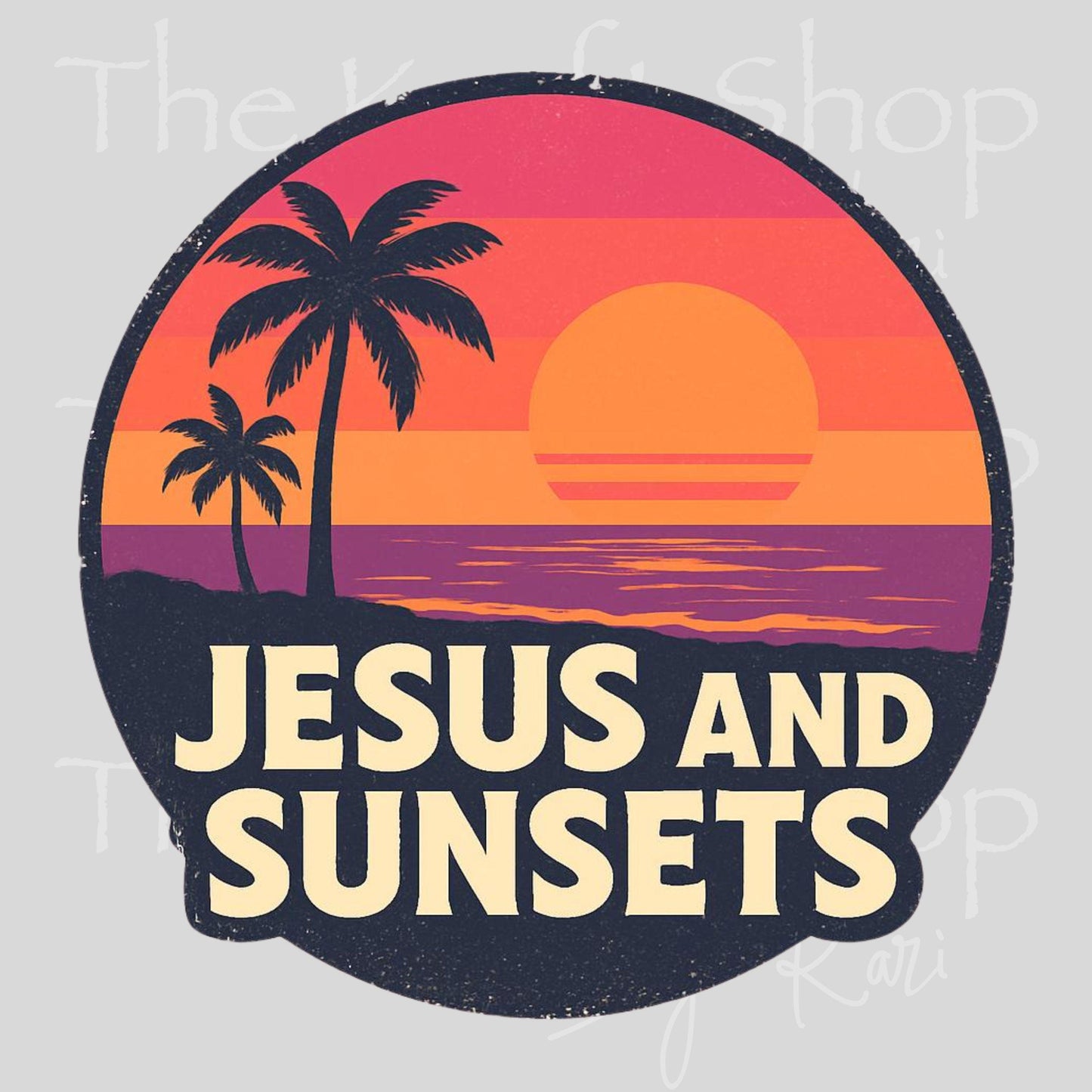UV DTF Jesus and Sunsets orange ombré Beach Sunset decal, tumbler decal, permanent sticker. #4695