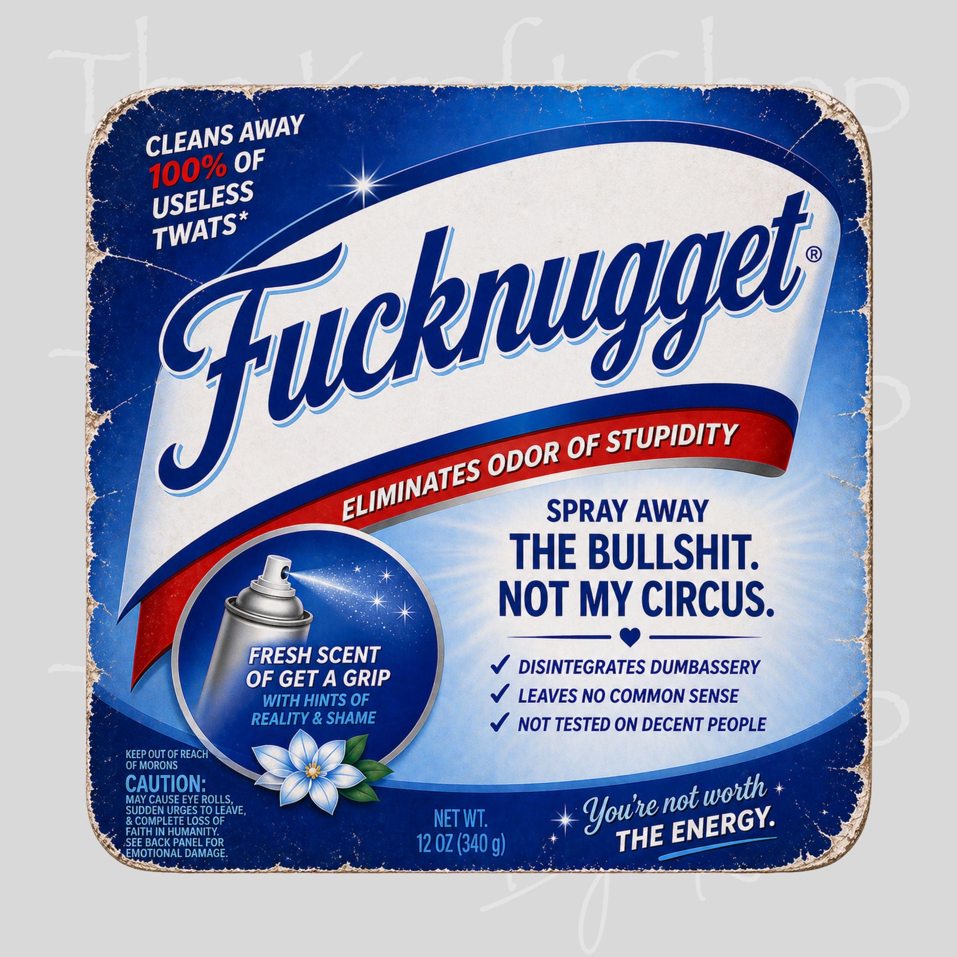 UV DTF Twatwaffle repellent, bitch repellent, douche canoe or fucknugget spray labels sarcastic humor decal #4698