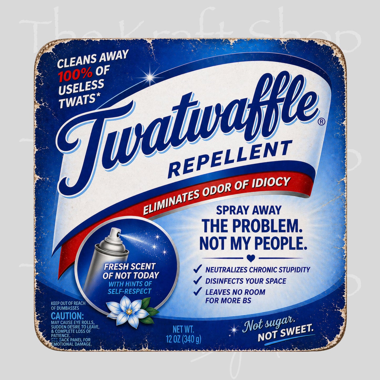 UV DTF Twatwaffle repellent, bitch repellent, douche canoe or fucknugget spray labels sarcastic humor decal #4698