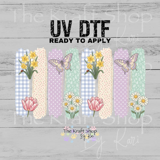 UV DTF Spring Brush Stroke wrap decals tumbler decal. Glass can wrap. Tumbler wrap #5510