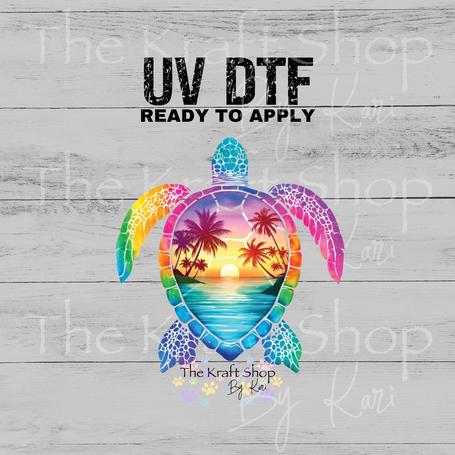 UV DTF Sunset turtle with scene pattern decal, tumbler decal, permanent sticker. #1130
