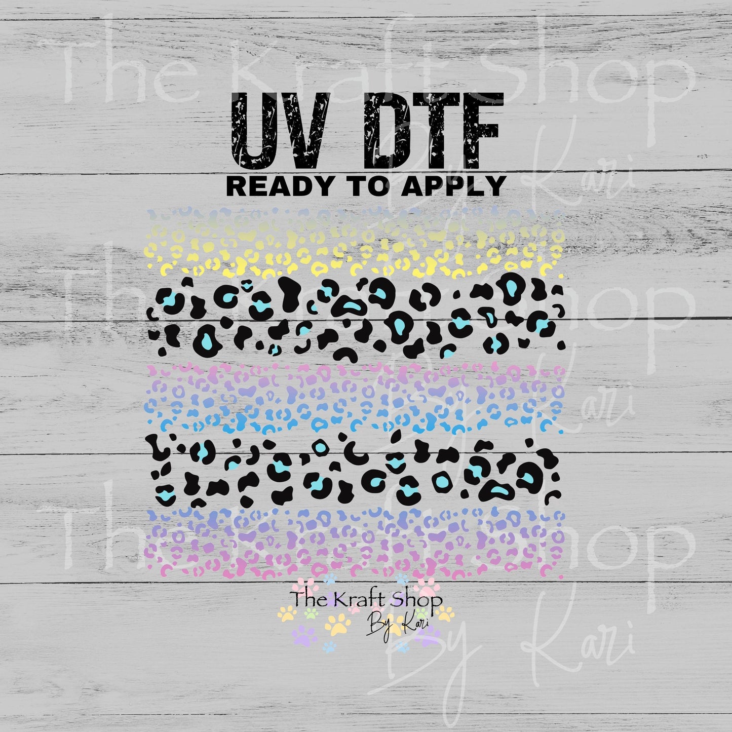 UV DTF Cheetah ombre mixed media bundle of decals Element sheet 10x9 decal #10468