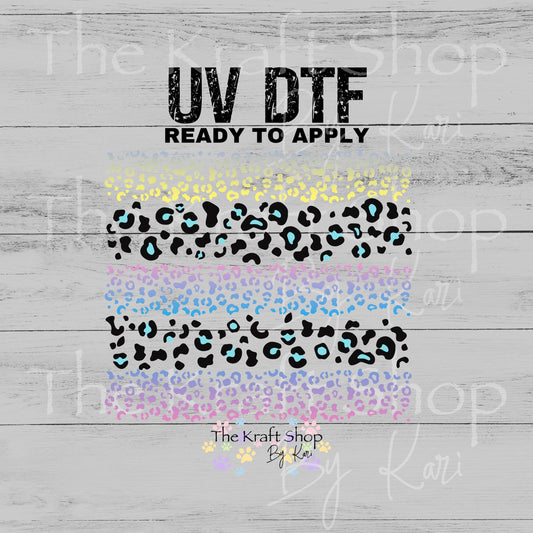UV DTF Cheetah ombre mixed media bundle of decals Element sheet 10x9 decal #10468