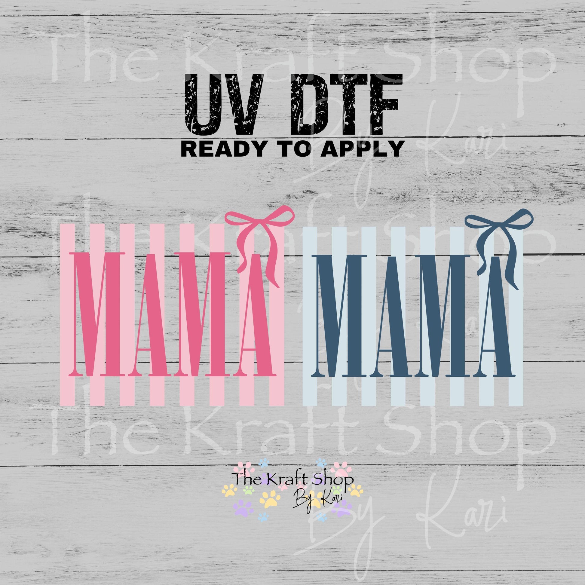 UV DTF Sticker print. Stripes Mama with Bow decal, tumbler decal, permanent sticker. #4676