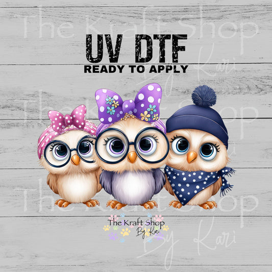 UV DTF Cute chick trio decal #1133