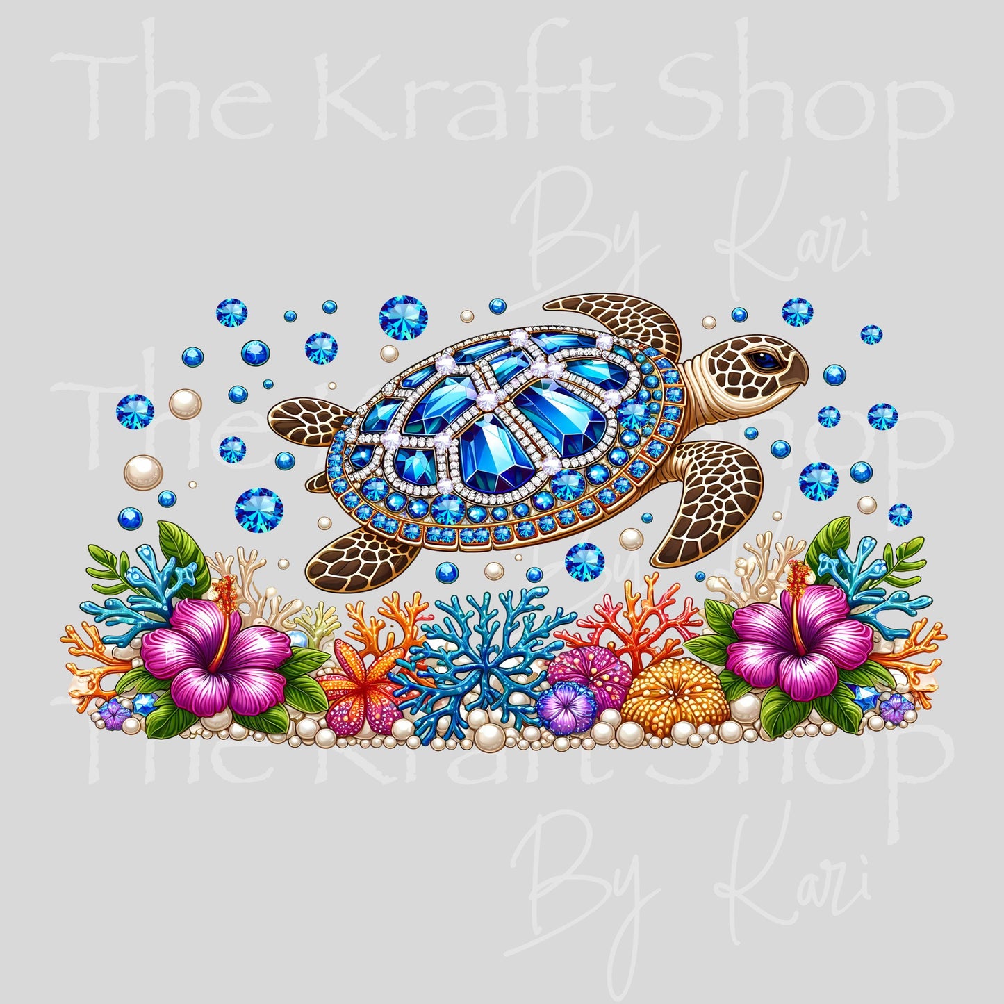 UV DTF Rhinestone Swimming Sea Turtle wrap decals tumbler decal. Glass can wrap. Tumbler wrap #5511