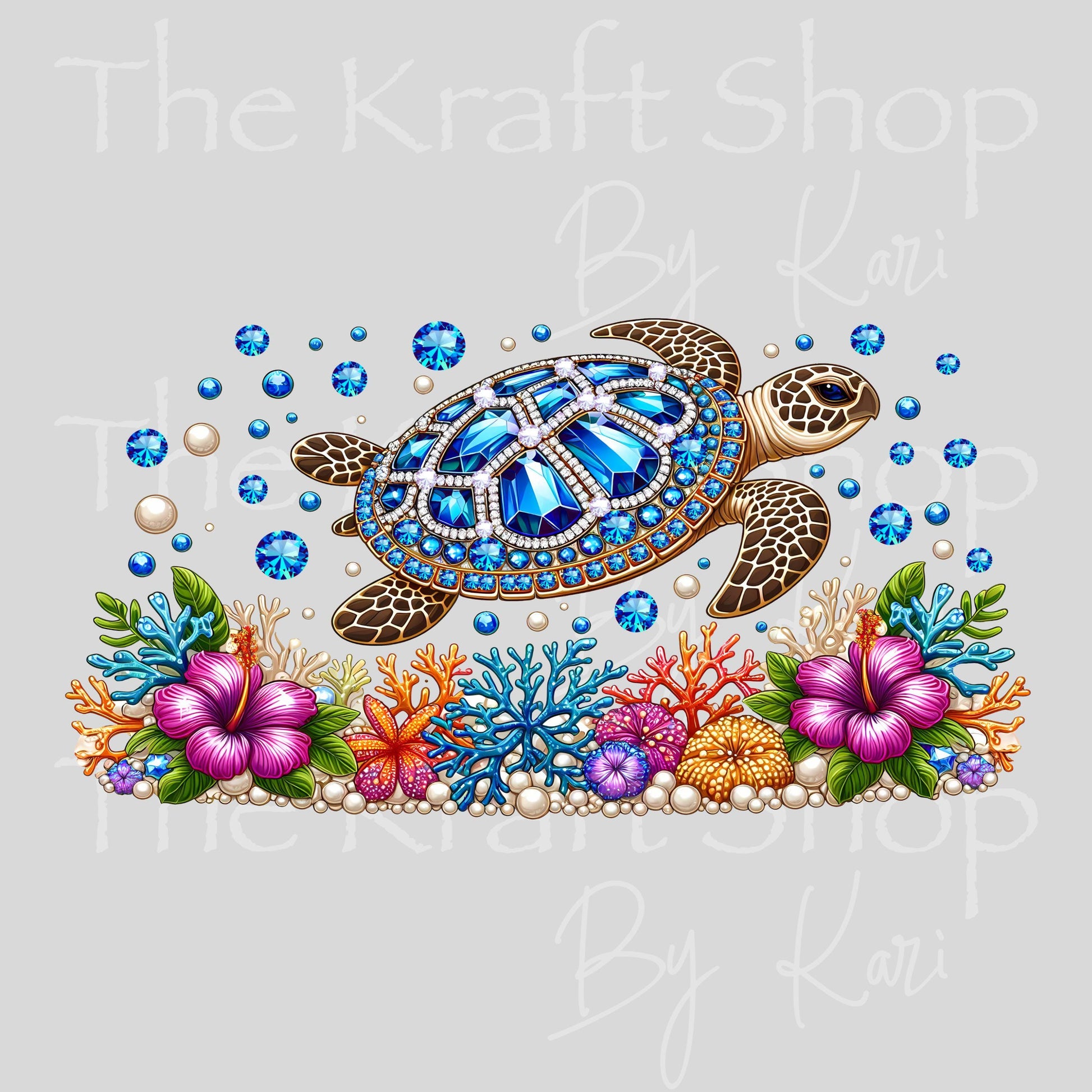 UV DTF Rhinestone Swimming Sea Turtle wrap decals tumbler decal. Glass can wrap. Tumbler wrap #5511