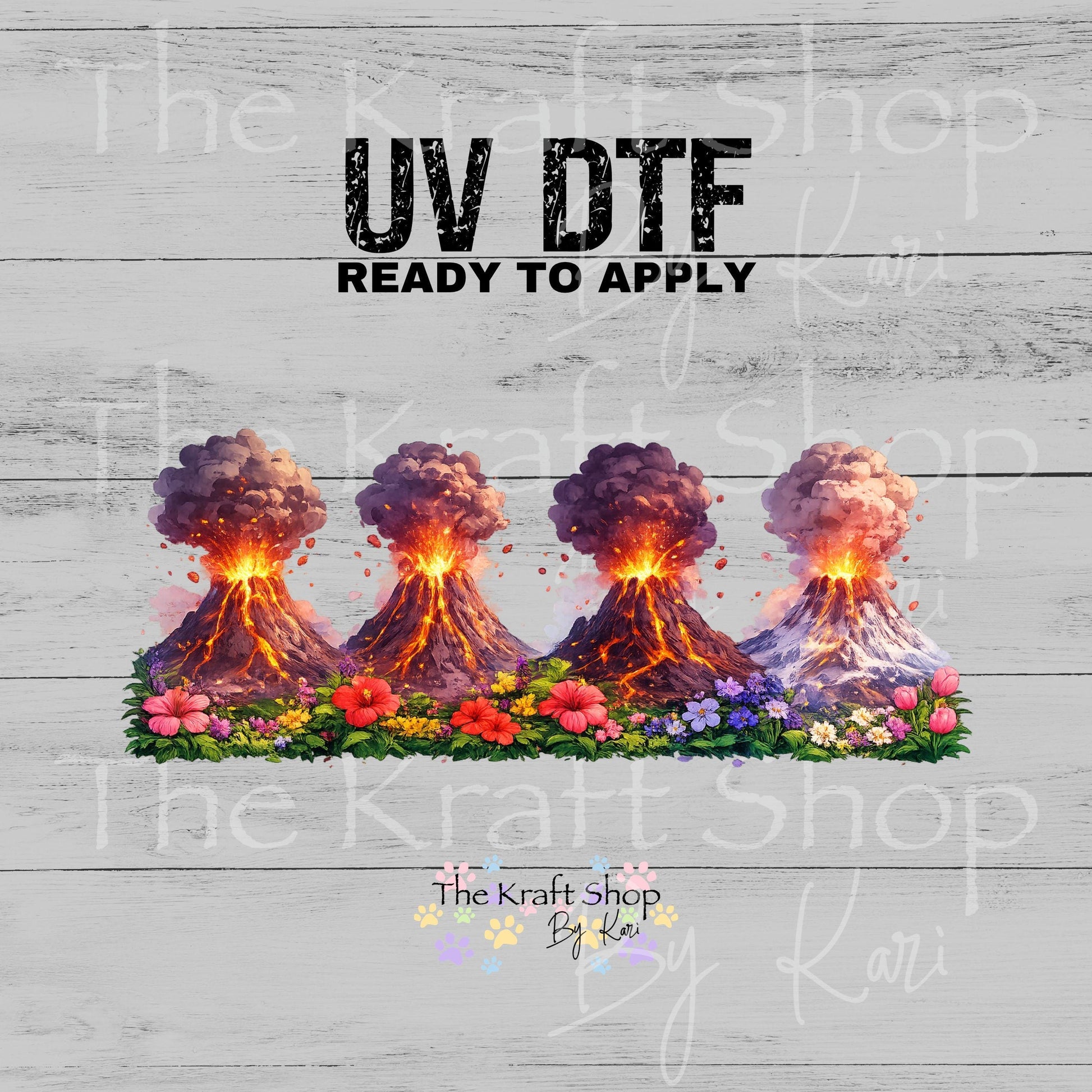 UV DTF Floral Volcanos erupting wrap decals tumbler decal. Glass can wrap. Tumbler wrap #5513