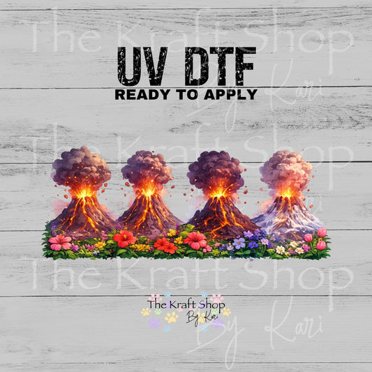 UV DTF Floral Volcanos erupting wrap decals tumbler decal. Glass can wrap. Tumbler wrap #5513