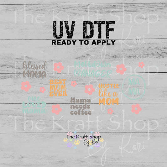 UV DTF Mama Quotes Mom sayings wrap decals tumbler decal. Glass can wrap. Tumbler wrap #5514