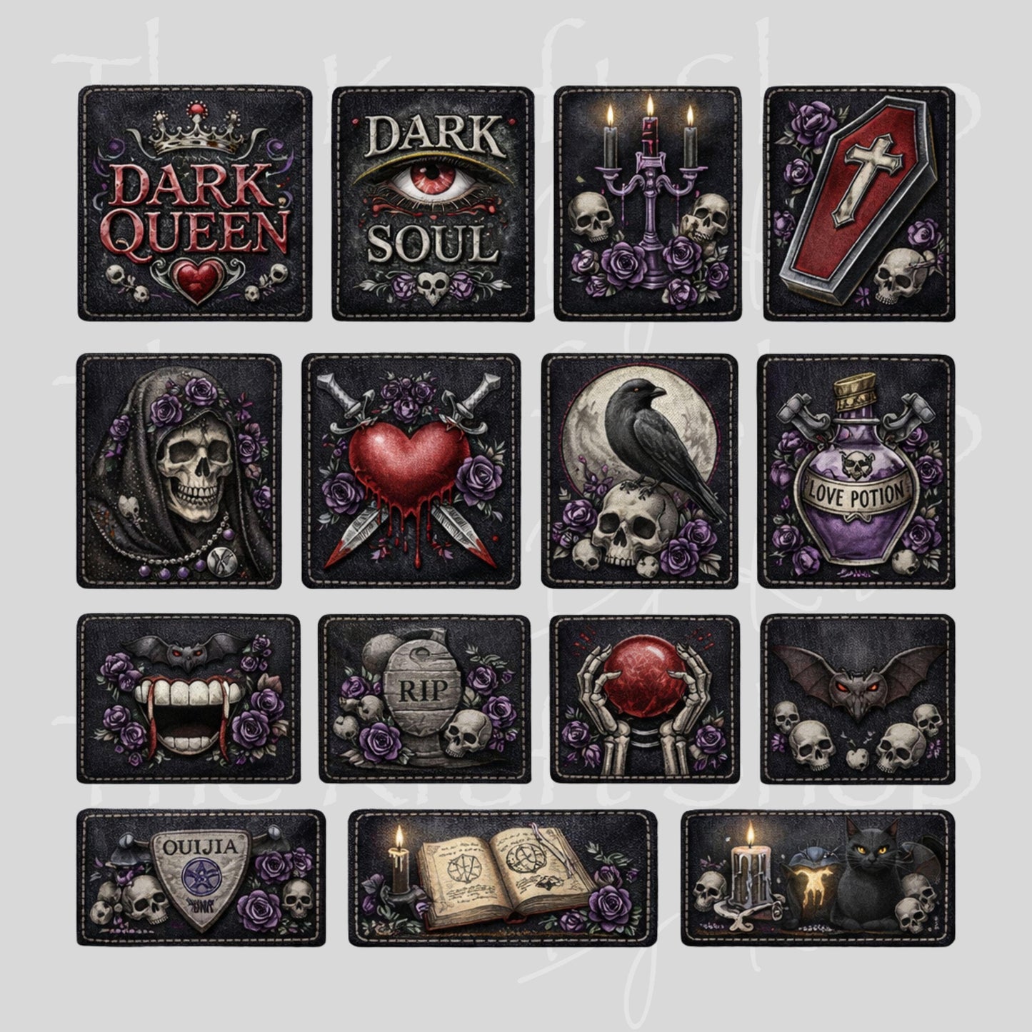 UV DTF Dark Queen patchwork mixed media Element sheet 8x8 decal #4692