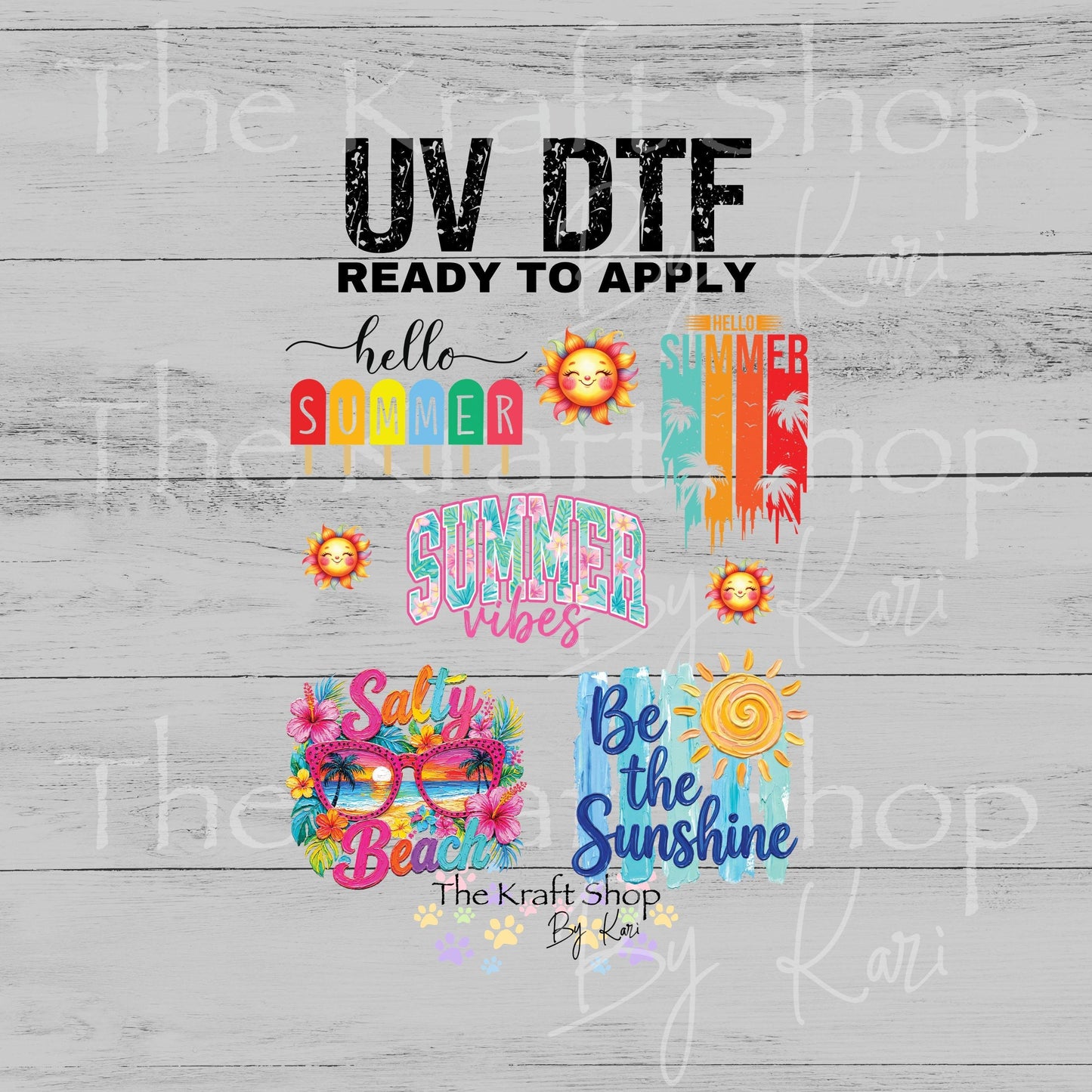 UV DTF Bright Summer Sayings Element sheet 8x8 decal #4713