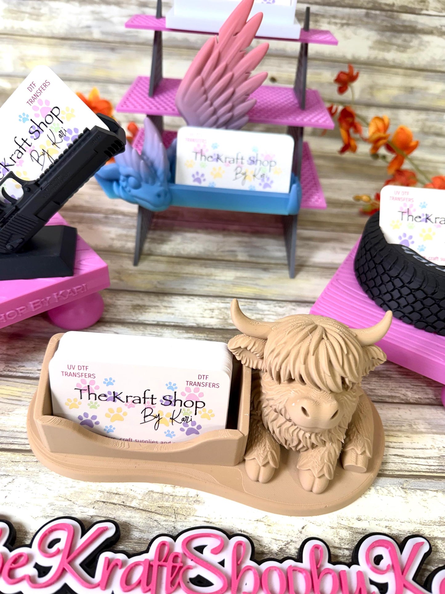 3D Business card holder. Highland cow. Tire. Hairdresser. Real Estate. Realtor sold. Ready to ship.